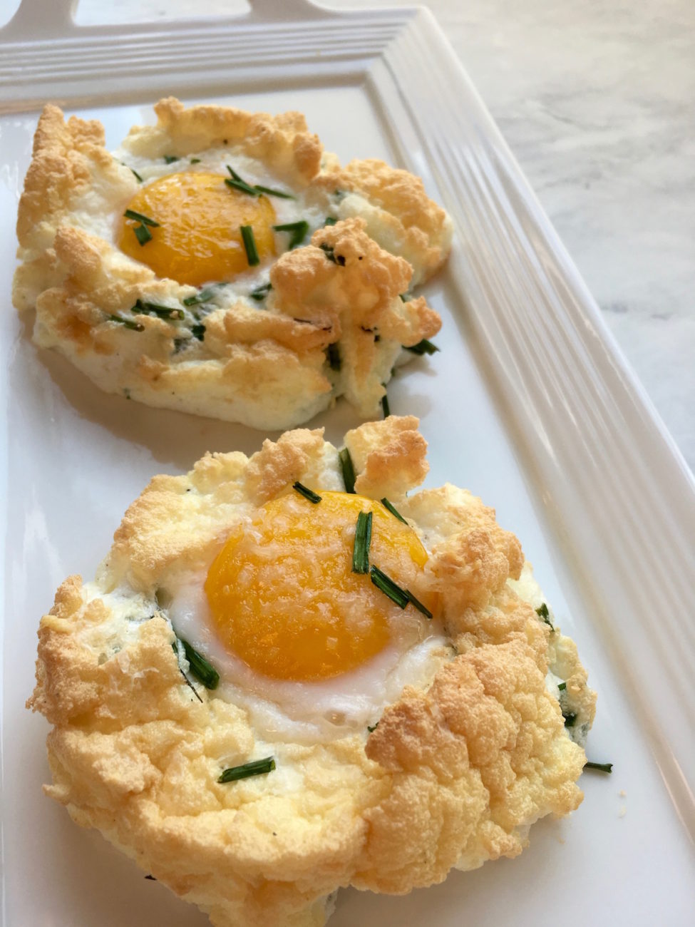 Cloud Eggs with Asiago Cheese & Chives